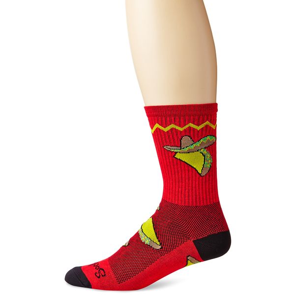 SockGuy Men's Taco Tuesday Crew Sock, Red, S/M