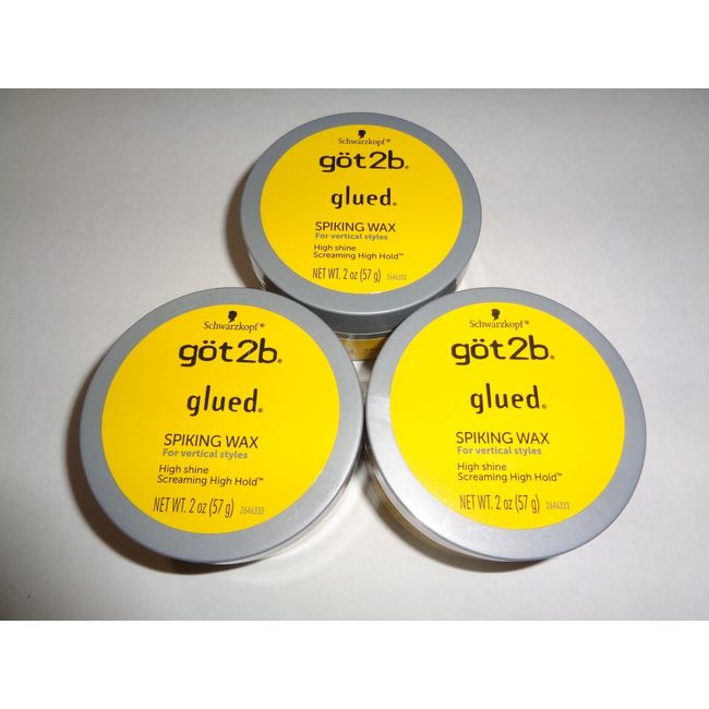 Lot of 3 Schwarzkopf got2b Glued SPIKING WAX Screaming Hold Pliable Hair Wax 2oz