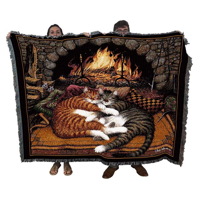 Pure Country Weavers All Burned Out Cat Blanket by Charles Wysocki - Gift for Cat Lovers - Tapestry Throw Woven from Cotton - Made in The USA (72x54)