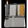 Cigarette Case with Built in Lighter Genghis Khan S1 Smoking King Size Cigarettes Silver Metal Wallet 4" X 2.75" RFID Protection