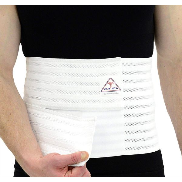 ITA-MED Men’s Breathable Elastic Postsurgical Recovery Binder, Abdominal and Back Support Wrap/Binder, Made in USA, 12” Wide, Best Abdominal Binder for Men with Body-Shaping Effect, I AB-412(M) W XL