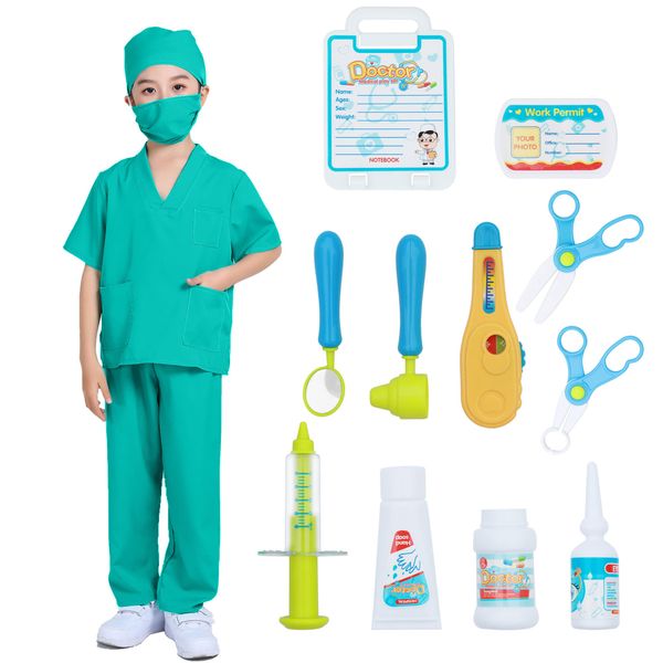 Giaford Doctor Scrubs for Kids Doctor Costume Toddler Dress Up Set for Boys and Girls