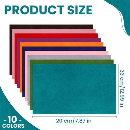 TXIN 10 Pcs Double Sided Velvet Fabric 8 x 13 Inch Soft Flocking Fabric Sheets Assorted Color Velvet Short Plush Decorative Cloth Precut Flannel Patchwork Squares for DIY Bows Wallets Hair Accessories