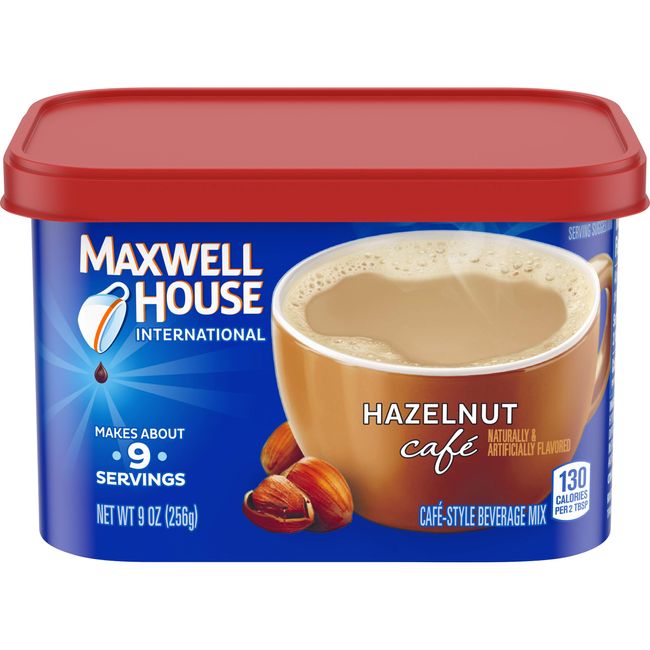 Maxwell House International Hazelnut Café-Style Instant Coffee Beverage Mix (4 ct Pack, 9 oz Canisters)