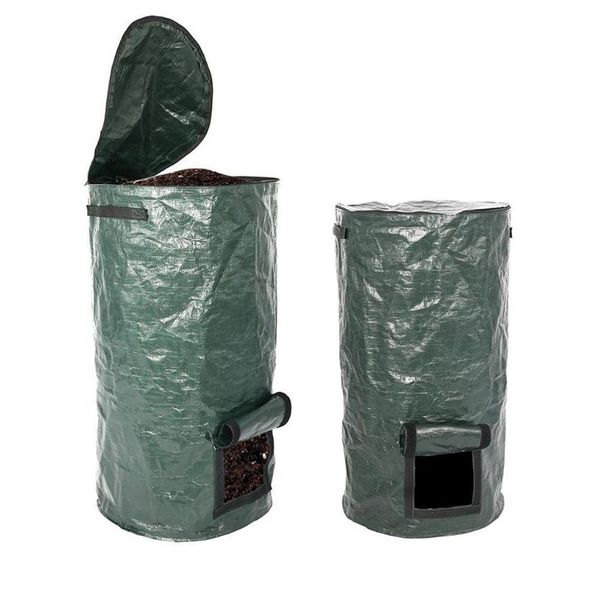 2PCS PE Compost Bag,Garden Waste Bin,Environmental Organic Compost Bag,Kitchen Waste Disposal Compost Bag Remains Bin for Garden Yard