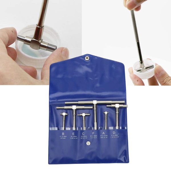 Inside Micrometer Bore,6Pcs/Set Telescopic Gauge 8-150mm Adjustable Inner Diameter Gauge Micrometer Measuring Tools