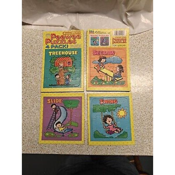 Vintage Patch Products PeeWee Cardboard Tray Puzzle Toys 1994 Set Of Four