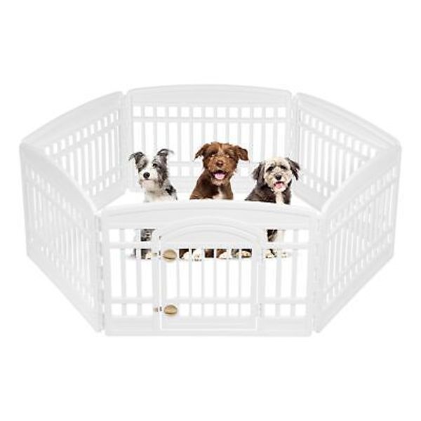 USA Dog Playpen, 6-Panel 24 Pet Playpen with Door, Puppy Playpen, Indoor/Outd...