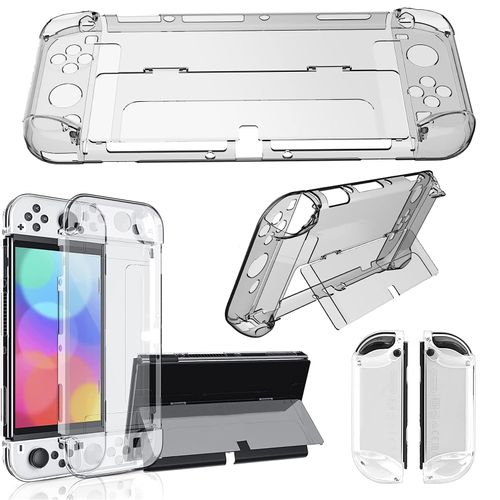 Elnicec Switch OLED Cover, Clear OLED Switch, OLED Model, Clear Cover, TPU Joy-Con (L)/(R) Cover, Partition Type Design, Easy to Put on and Take Off, No Yellowing, Ultra Thin, Lightweight, Ultra Shockproof, Fingerprint Resistant, Scratch Resistant, Full P