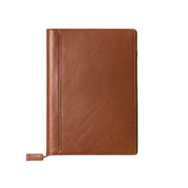 Business Leather Factory Notebook Cover (A5) Genuine Leather Notebook Cover, Notepad Cover, Card Storage, Pen Holder Included, Notebook Cover, A5 Leather, Genuine Leather, 2 Notebooks, Fits Almost