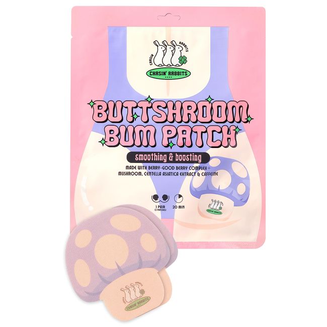 CHASIN' RABBITS Buttshroom Bum Patch 1Pair- Butt Enhancement Cream Patch & Skin Firming Butt Mask | Big Butt Beauty Mask Pack for Skin Tightening & Butt Lifting | Booty Beauty Skin Tight Mask