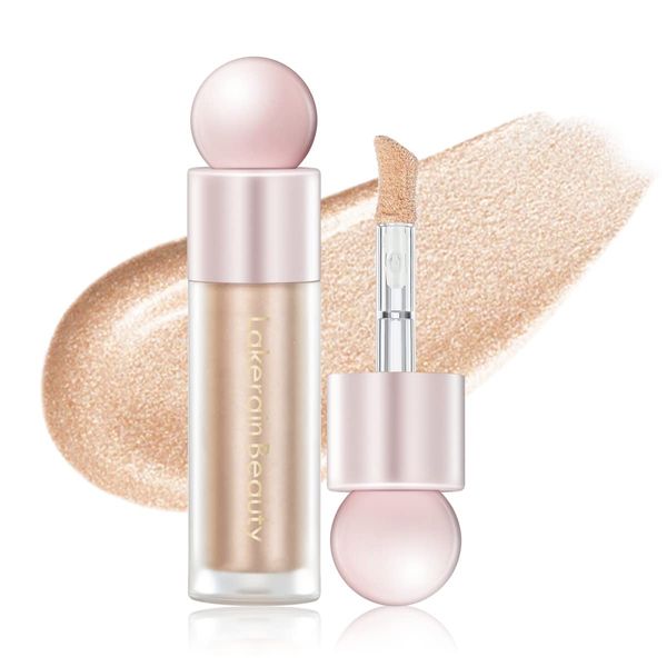 BEFIVECOK Liquid Highlighter Makeup, Natural Silky Shimmer Finish Liquid Face Highlighter, Highly Pigmented, Long Lasting, Lightweight, Blendable, Soft Cream Highlighter For Face, 0.25fl.oz (#02 Champagne Shimmer)