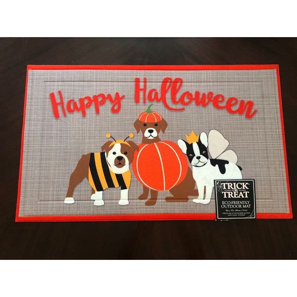 New Halloween Outdoor Mat 18x30 French Bulldogs Golden Pets Front Door Mat NWT