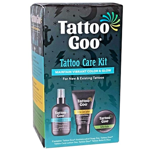 NEW TATTOO GOO CARE KIT Antimicrobial Soap Lotion & Balm for NEW & OLD TATTOOS