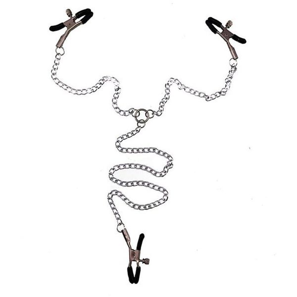 LoveSex Three Nipple Clamps Clit Clamps Set with Metal Chains three Nipple Clamps