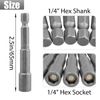 Evponk 10Pcs 1/4 Magnetic Nut Driver Set for Impact Drill, 65mm Nut Drivers Bits 1/4 Inch Drill Socket Set
