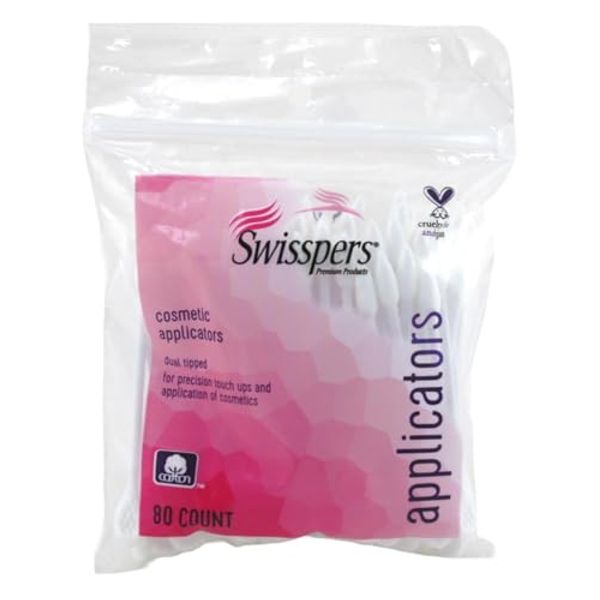 Swisspers Cotton Swabs 80 Count Cosmetic Applicators (Pack of 3)