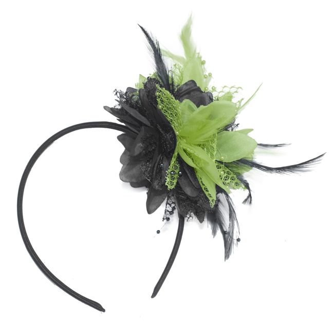 Caprilite Black and Lime Green Fascinator on Headband for Ascot Weddings