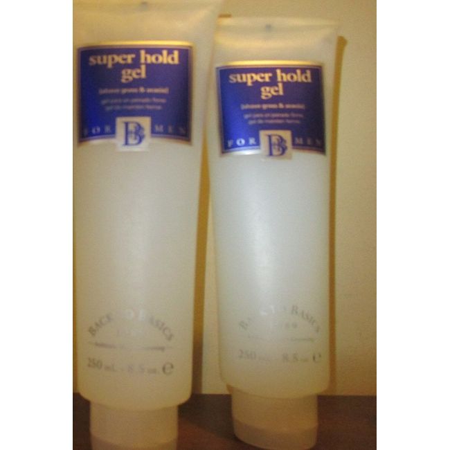 2x BACK TO BASICS MEN Super Hold LiquidGel (shave grass & acacia) 8.5 oz *Liquid