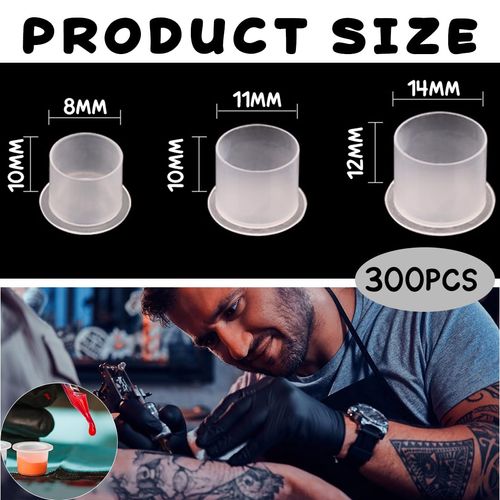 300 Pcs Tappini Tattoo, Accessori Tattoo, Tre Diverse Dimensioni, for Tattoo Ink Permanent Makeup Container Cap
