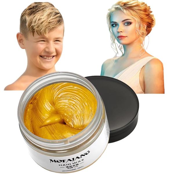 Gold Hair Color Wax Dye, Temporary Gold Hair Spray Color, Blonde Hair Spray Temporary,Blond Hair Spray Color Temporary Washable Hair Wax Color for Halloween Cosplay,Party,Masquerade.etc (Gold)