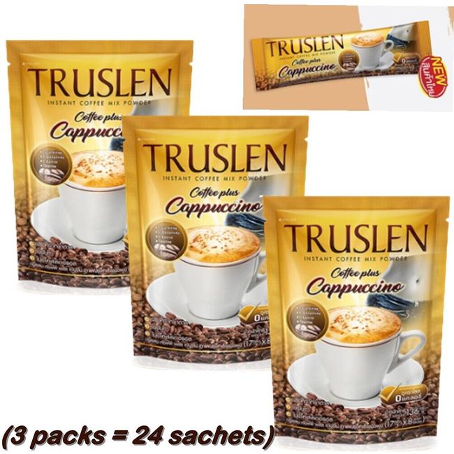 Instant Truslen Cappuccino Coffee Mix Powder Plus Weight Management x3 packs