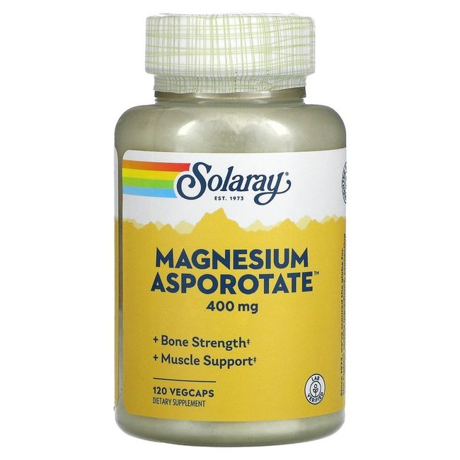 Solaray Magnesium Asprotate 200mg Vegetarian Capsules 120 Tablets 151566, 180 -Selected dose takes precedence over photo.