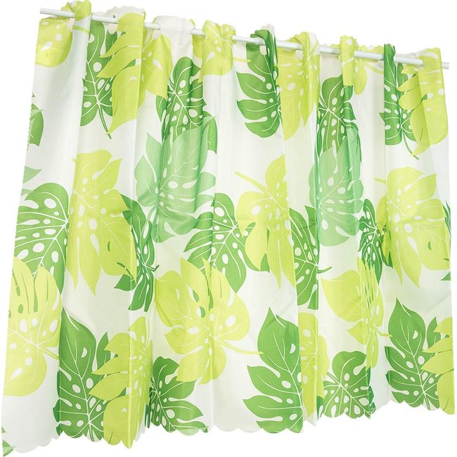 Arie Water Repellent Cafe Curtain Platinum Monstera, 57.1 x 28.3 inches (145 x 72 cm), Green