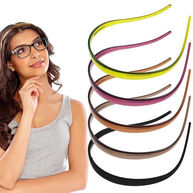 5 PCS Flex No Pressure Headbands for Women with Glasses,Invisible Curly Thick Square Headband,Fashion Sunglasses Headband, Non-Slip Hair for Men & Women Teeth Comb Hair Accessories