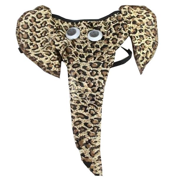 Creamlin Männer Sexy Elefant Underwear Pouch Briefs Thongs Lustig G-String Lover Geschenk, leopard, One size