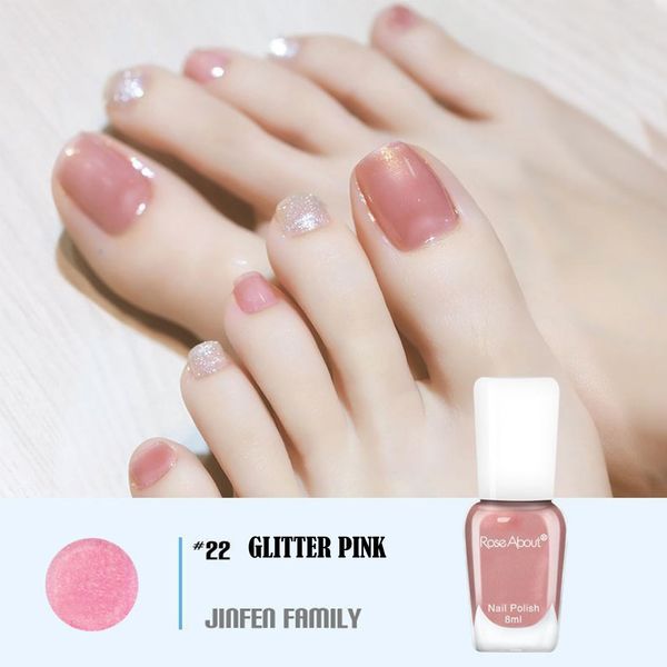 Colorful Gel Nail Polish color for girls gel polish for women girls gift with thin brush nail polish French White Long Lasting (22-Gold Glitter Pink)