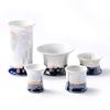 Simple Style Buddhist Tools 5 Piece Set (Incense Burner, Teacup/Candlestick, Buddha Vase, Raster)