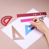 sourcing map 4pcs Triangular Ruler Set 15mm Aluminum Geometric Protractor Triangle Engineering Scale Drafting Ruler Kit for Office Home, Gold