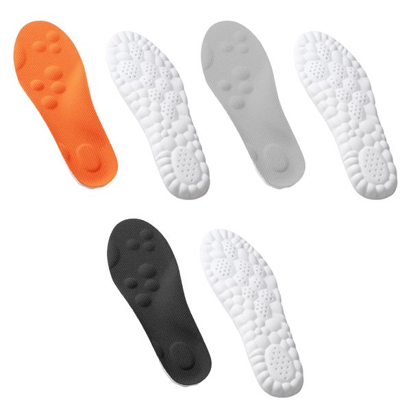 3 Pairs Women's Heel Spur Insoles, Women's Sports Insoles, Unisex Sponge Insoles, Anti-Slip and Anti-Odor Insoles, Breathable Orthopedic Arch Support Insoles(Orange, Black, Gray).