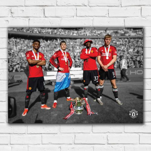 Themed Manchester United FC Print - Winners Landscape Poster Football Wall Art (21cm x 29.7cm - A4)