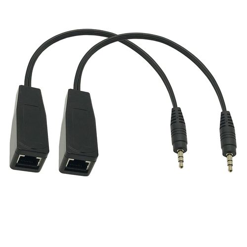 Seadream 2Pack 30cm DC 3.5mm Stereo to RJ45 Female Socket Audio Balun Adapter Extender Over Cat5/6/7 Ethernet Cable Up to 1000ft