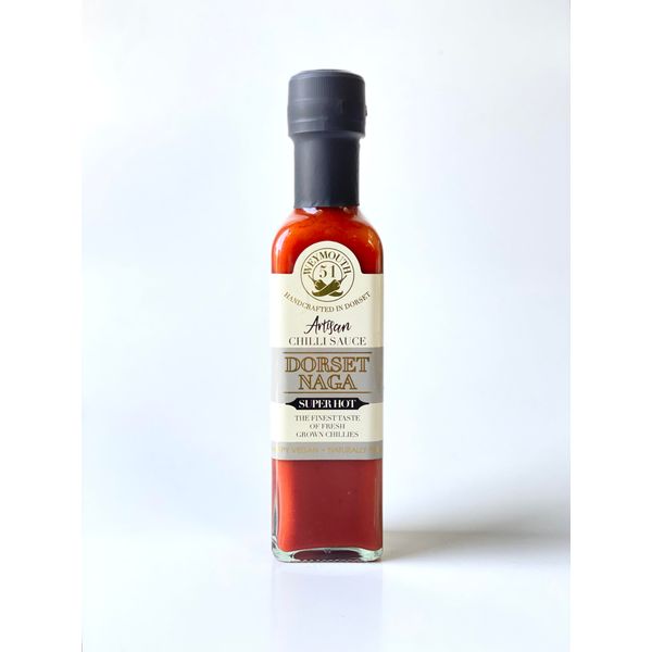 Weymouth 51 Dorset Naga Chilli Sauce - Vegan Super Hot Naga Sauce - Naturally Fermented Hot Sauce Using Original Dorset Naga Chilli - Handcrafted in Dorset - No Added Sugar or Preservatives 220ml