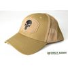 Tactical Mesh Baseball Cap, Coyote Tan, Skull Patch, Ripstop Material, 6-Panel Design