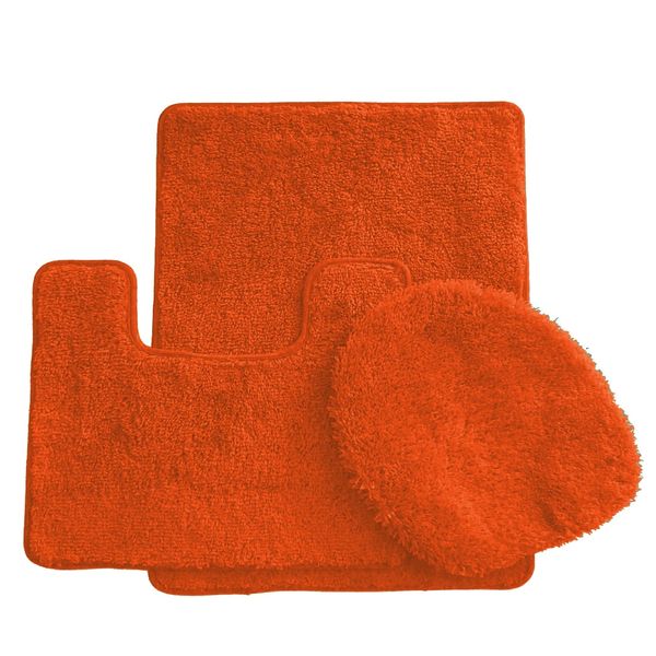 Daniel's Bath & Beyond 3 Piece Solid Luxury Bath Mat, Orange