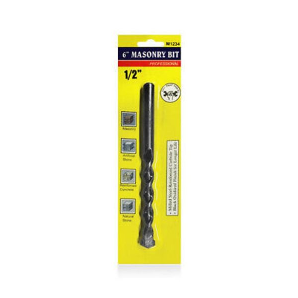 Grip Tight Tools M1234 1/2" x 6" Masonry Drill Bit Reinforced Carbide Tip