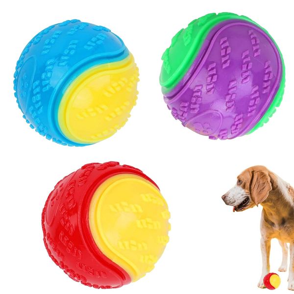 AYR 3Pcs Squeaky Dog Ball, Dog Toys Teeth Cleaning Puppy Chew Toys Pet Training Ball Dog Interactive Dog Ball