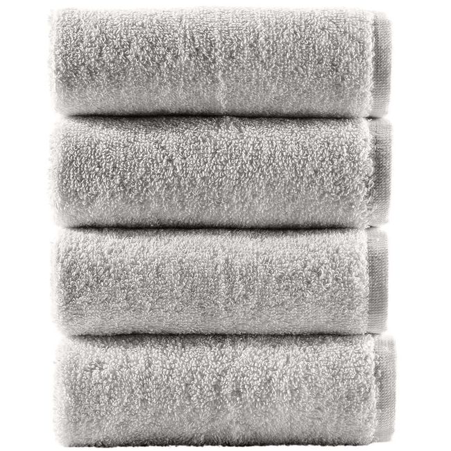 Hammam Linen Washcloth Set Premium Original Turkish Cotton, Hotel Quality for Maximum Softness & Absorbency for Face, Hand, Kitchen & Cleaning (Ice Silver, Washcloth Set)