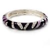 Avalaya Purple Crystal Enamel Hinged Bangle Bracelet/Silver Tone/Size M