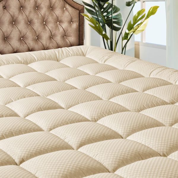 MATBEBY Bedding Quilted Fitted King Mattress Pad Cooling Breathable Fluffy So...