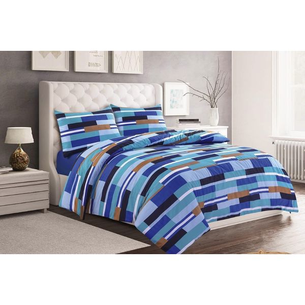 J K ZONE Luxury Multi Colour Max Blue Stunning Duvet Cover Set Blue Easy Care Washable Bedding Duvet Cover With Pillow Case Washable Long Lasting Material Dark Colours (Single)