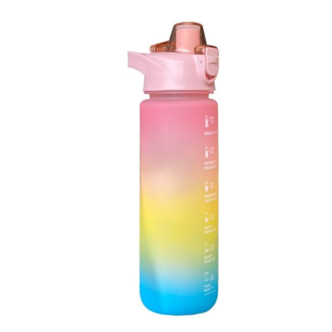 Rainbow Color Water Bottle /1 Liter, Motivational Water Bottle