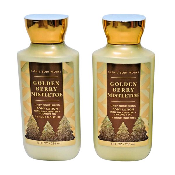 Bath and Body Works Body Lotion, Set of 2, 8oz Each (Golden Berry Mistletoe)