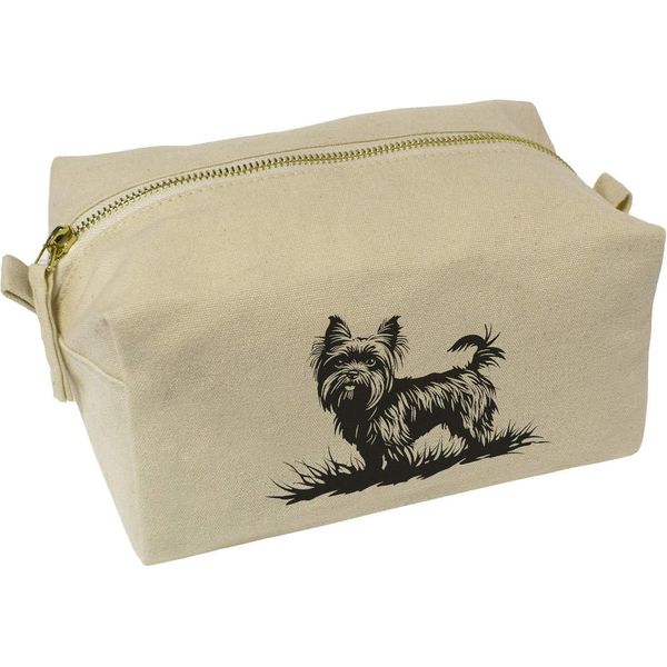 'Yorkshire Terrier on Grass' Canvas Wash Bag/Makeup Case (CS00043867)