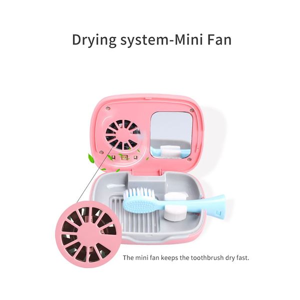 Impressive Smile Rechargeable Mini UV Toothbrush Sterilizer Cover with Fan and USB cord for Travel or Home, Long Battery Life and Improved Case Ventilation (Pink)