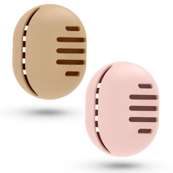 Fauxomor Make-up-Schwammhalter - 2 Stück Atmungsaktiv Silikon Beauty Blender Reisetasche für Alle Größen von Make-up-Schwamm, Bruchsicher Tragbar Kosmetik Werkzeug, Rosa+Khaki